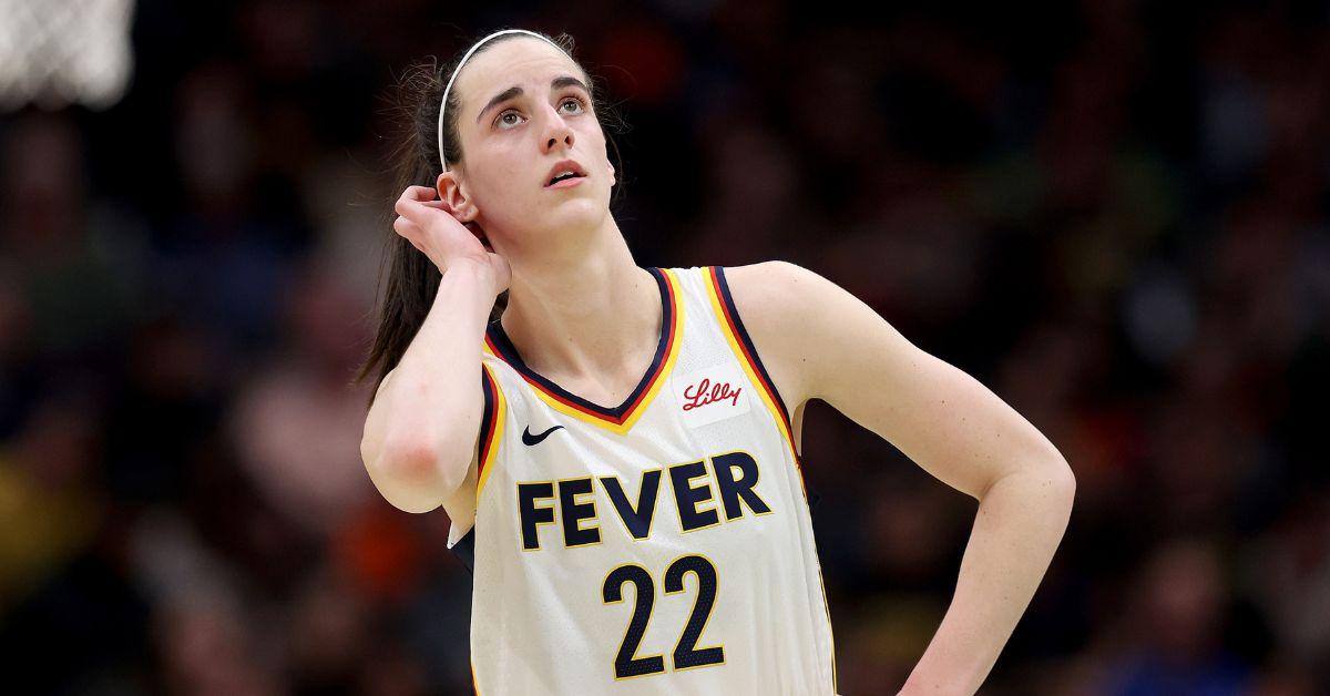 Caitlin Clark #22 of the Indiana Fever reacts during the fourth quarter against the Seattle Storm